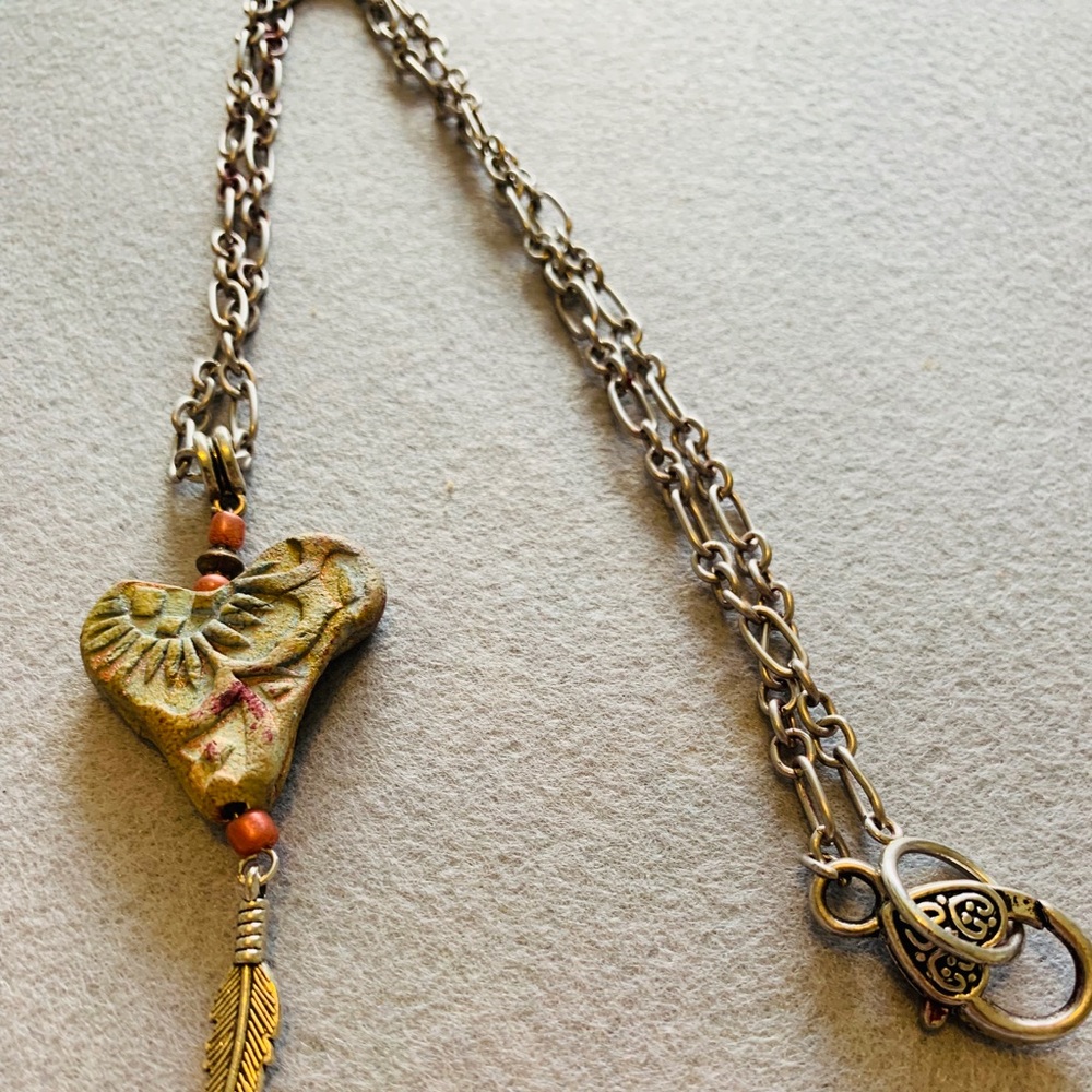 Boho handmade Clay necklace 28 inches